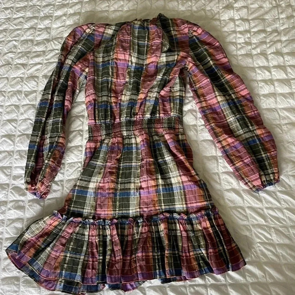Veronica Beard Destiny plaid crinkled ruched mini dress - Picture 12 of 13